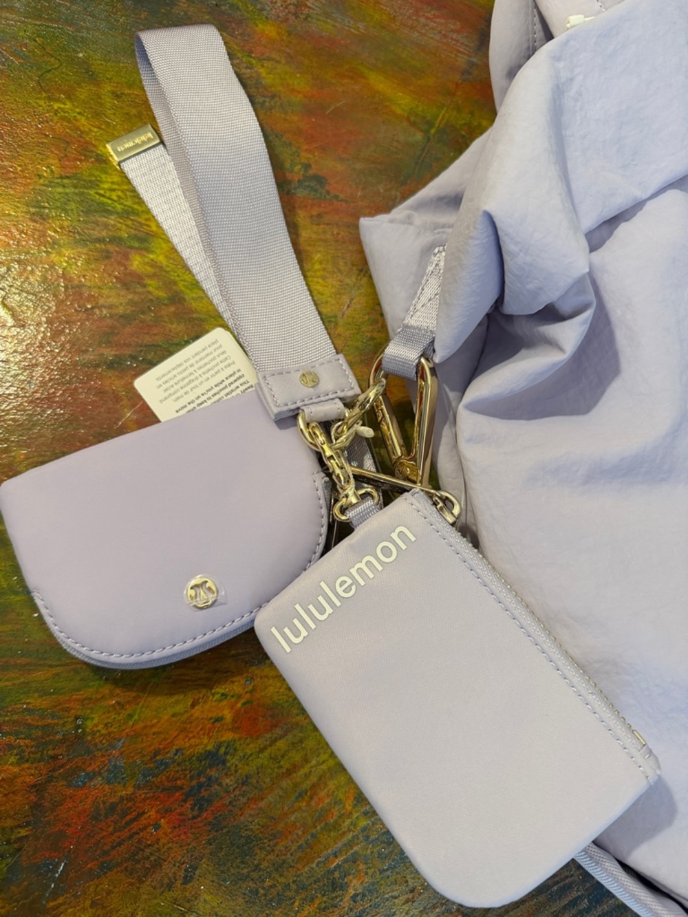 lululemon athletica Lavender Dual Pouch Wristlet Key Card Pouch Set w.Strap NWT - Picture 7 of 10